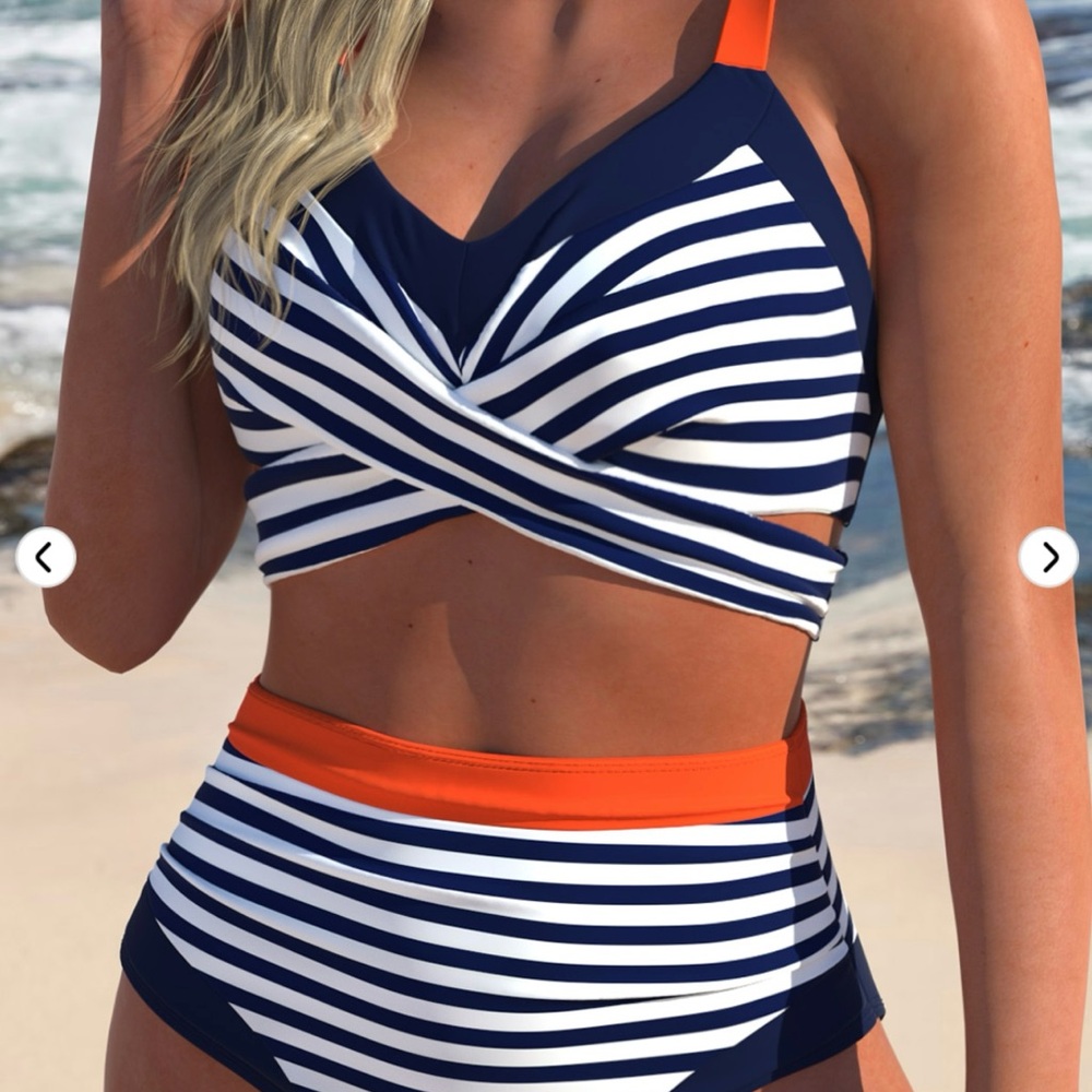 NWT - Modlily - Navy and White Striped Swim Set